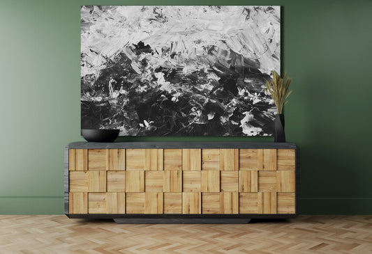 Akoestisch modern wandpaneel boven kast