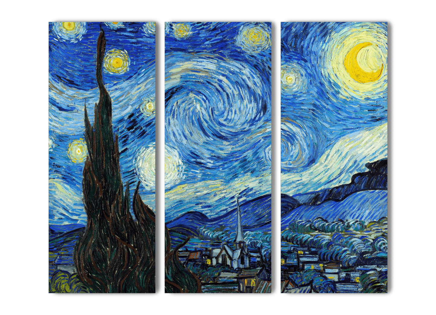 Akoestisch kunst drieluik sterrennacht van Gogh